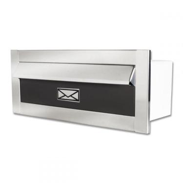 Imagem de Caixa De Correio Carta E Revista Frente Em Inox Escovado Com Tarja Marrom
