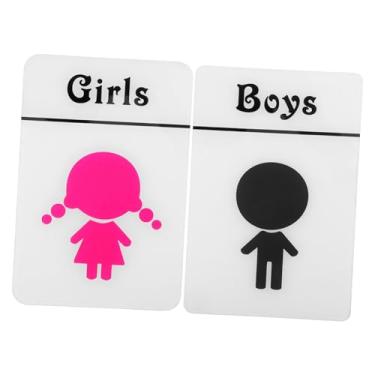 Imagem de HEALLILY Sinais autoadesivos de identificação de gênero para crianças, 1 par de etiquetas de banheiro adesivos de banheiro para jardim de infância e creche, placas de porta fáceis de instalar