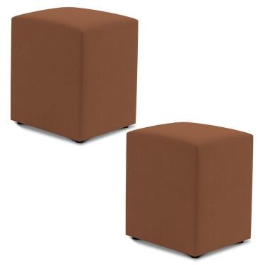 Imagem de Kit 02 Puffs Decorativos Sala De Estar Quadrado 36x47cm Veludo Terracota - Abmaza