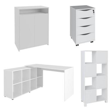 Imagem de Conjunto Escritório Home Office 4 Peças Mity A06 Branco - Mpozenato