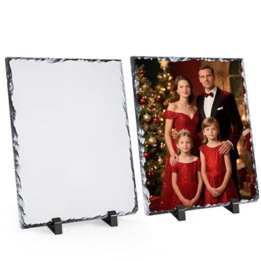 Imagem de Aulsetch Placa de pedra em branco de ardósia sublimação, para decoração de parede e mesa de 20 x 25 cm, 2 peças