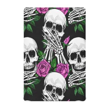 Imagem de JUZIHAI Lençol de berço de Halloween para meninos e meninas, capa de colchão de bebê macio elástico respirável para berço padrão e cama infantil, 132 x 71 cm