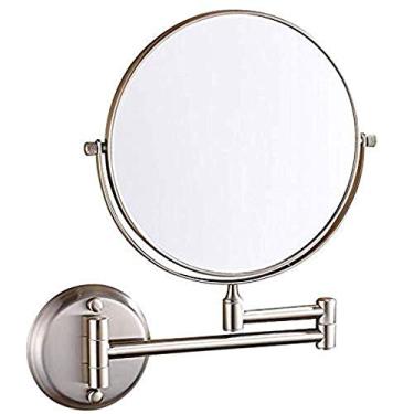 Imagem de LMJYU Espelho montado na parede espelho cosmético de viagem espelho plano HD espelho de maquiagem redondo rotação 360 para maquiagem barbear