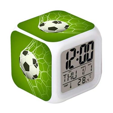 Imagem de MINZEN Despertador LED futebol gol mesa mesa brilhante eletrônico colorido relógio digital para meninas meninos crianças quarto brinquedo aniversário presente presente