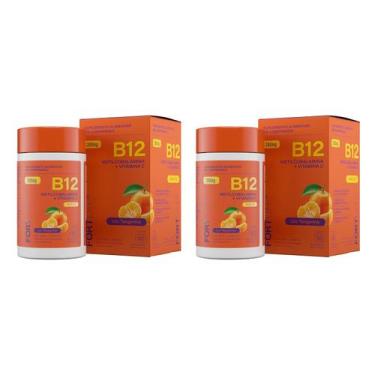 Imagem de Kit 2 Vitamina B12 Tangerina 280mg 60 Comprimidos Mastigáveis - Fortli