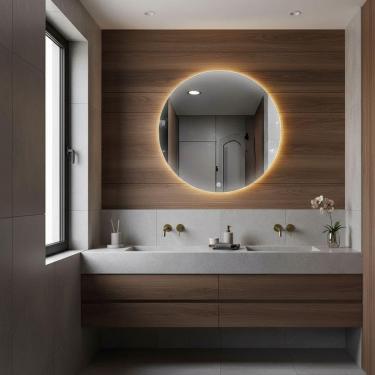 Imagem de Espelho Redondo 70cm Led Indireto Decorativo Lavabo Penteadeira Quente