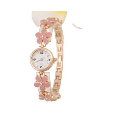 Imagem de Relógio Feminino De Moda Com Strass E Escala, Pulseira Fina Com Flor P