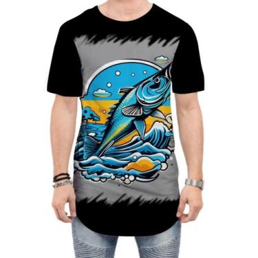 Imagem de Camiseta Longline Pesca Esportiva Peixes Azul Paz 2 - Kasubeck Store, 