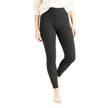 Imagem de Calça Fusô Tricô Canelado Lã Segunda Pele Legging Quentinha Tricot Inv