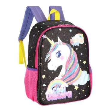 Imagem de Kit Mochila Escolar Infantil Menina de Costas e Estojo Unicórnio Passe