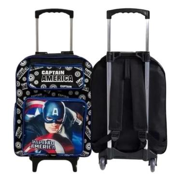 Imagem de Mochila Rodinha Infantil Escolar Menino Masculino Personagem Capitão A