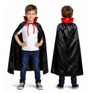Imagem de Fantasia Capa Infantil Vampiro Drácula - - Preto - Único - Mundo Encan