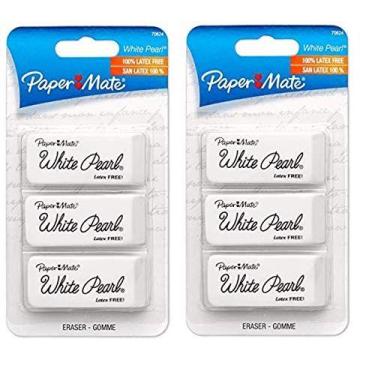 Imagem de Borrachas Paper Mate White Pearl grandes, 6 unidades