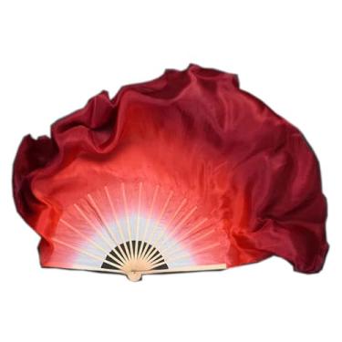 Imagem de 1 par de fãs de dança de seda longos fãs de dança do ventre leque de seda leque de dança nacional vermelho, Vermelho, 106cm