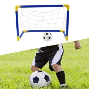 Imagem de Trave De Futebol Infantil TRAVINHA + Bola + REDE + BOMBINHA Mini Gol Brinquedo DESMONTÁVEL GOLZINHO COM BOMBA MENINO CRIANÇA FURINGUINHO 60/41/29 CM