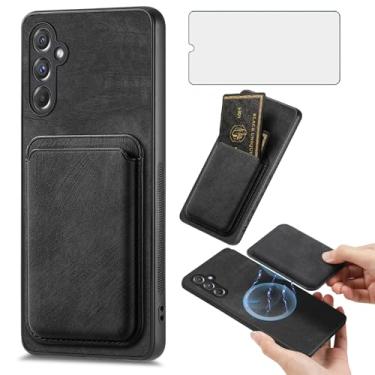 Imagem de Asuwish Capa para celular Samsung Galaxy A15 5G carteira com protetor de tela de vidro temperado e compartimento fino para cartão de crédito A 15 4G 15A feminino masculino preto