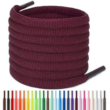 Imagem de Handshop Cadarços atléticos ovais de 1/4" 60-182 cm em 22 cores meio redondas, Borgonha, 45.3 inch (115cm)
