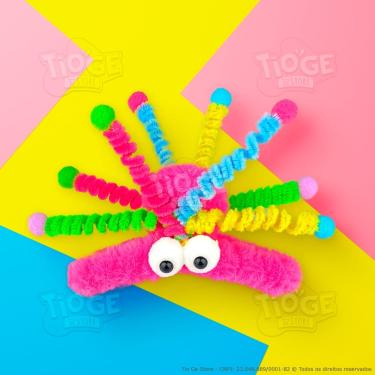 Imagem de Monstrinho Piranha de Pelúcia Antenas Espiral Presilha Cabelo Maluco Bichinho Olhos Grandes Fofo Engraçado Rosa Pink