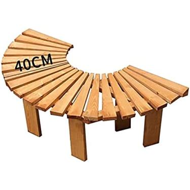 Imagem de Banco de árvore redondo de madeira maciça para jardim ao ar livre Banco em forma de leque, banco de árvore de jardim circular de madeira anticorrosiva ao redor de cadeiras de árvore, Ben de