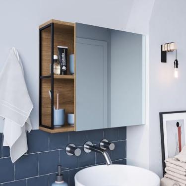 Imagem de Armário Para Banheiro 60 Cm P1015 Preta E Mel Placa e Ponto