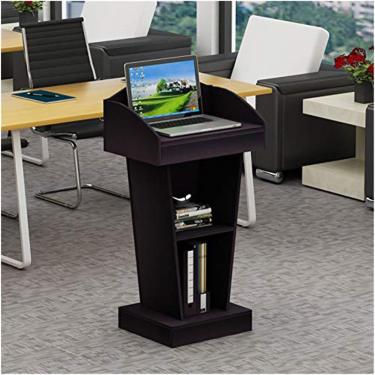 Imagem de Pódio Pódio de madeira com superfície de leitura ampla Recepção de púlpito de pé multifuncional Restaurante Púlpito Púlpito Conferência escolar Hotel Pódio Suporte de púlpito Escritório, pre