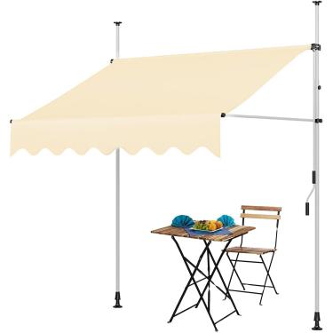 Imagem de Toldo retrátil com manivela, toldo externo, toldo à prova d'água com estrutura de aço, adequado para portas e janelas, branco-b, 200 cm/79 pol.
