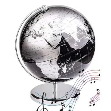Imagem de Globo Terrestre Musical Mapa Mundi Toca Musica Giratorio Enfeite Decoração Quarto Escritorio Mesa Sala Geografia Viagem Interativo