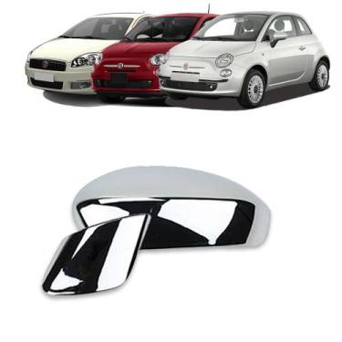 Imagem de Aplique Cromado para Capa Retrovisor Fiat 500 2009 a 2015 Linea 2009 a