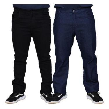 Imagem de Kit 2 Calças Jeans Lycra Masculina Plus Size Slim 100% Algodão Premium
