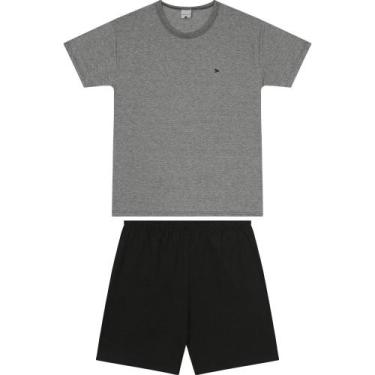 Imagem de Pijama Manga Curta Masculino Malha Fio Malwee Ref. 121197, Preto, GG