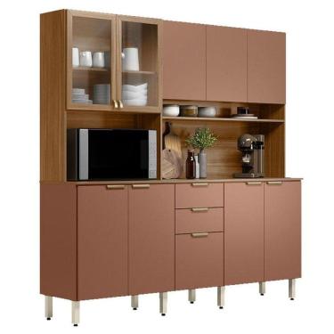 Imagem de Kit Para Cozinha Compacta Amora Amêndola Marsala Prime Tx - Demóbile