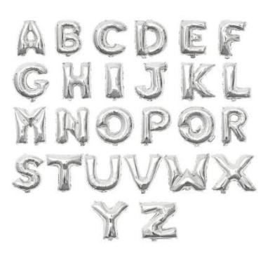 Imagem de BALÃO METALIZADO LETRAS - PRATA - 40 cm - 1 unidade - SÃO ROQUE