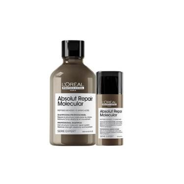 Imagem de Kit loreal absolut repair molecular sh 300ml + leave-in 100ml