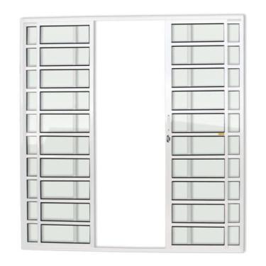 Imagem de Porta de Alumínio de Correr 210x200cm 4 Folhas com Travessa e Vidro Li