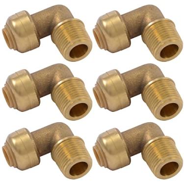 Imagem de SharkBite Cotovelo para lava-louças de 90 graus, MNPT, pacote com 6, encaixe de encanamento de latão Push to Connect, tubo PEX, cobre, CPVC, PE-RT, HDPE, U276LF