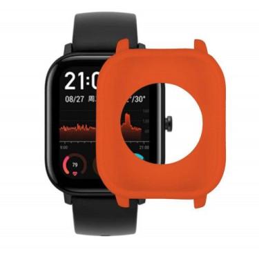 Imagem de Case Bumper Nsmart para proteção do smartwatch GTS, Laranja silicone