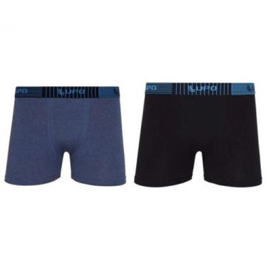 Imagem de Cueca Lupo Kit com 2und boxer algodão com elastano, cinza/azul
