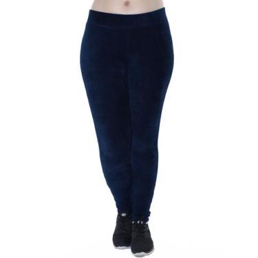 Imagem de Calça Legging Feminina Anistia Veludo Cotele Grossa Marinho, GG