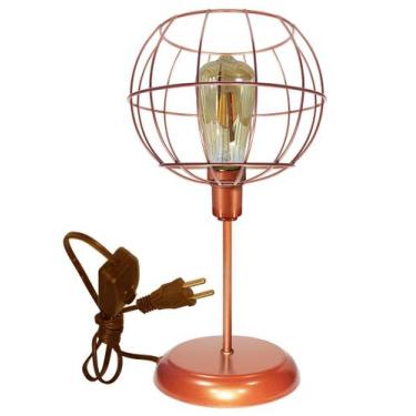 Imagem de Luminária de Mesa Abajur Clássico Aramado Tangerine 2 Cobre - Jota Ilu