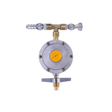 Imagem de Regulador Registro Gás 13kg Saida Dupla Para cooktop e forno - Aliança
