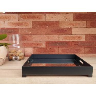 Imagem de Bandeja Home Hall Preta Luxo Bar Gourmet Bebida - B175 - Ciranda Arte 