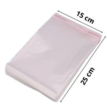 Imagem de Saco Adesivado Plástico Transparente 15x25+5cm Aba 100 Unidades - Luck