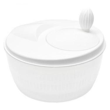 Imagem de Seca salada centrifuga com manivela manual de plástico branco 25cm - Q