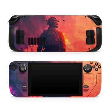 Imagem de TACKY DESIGN Army Skin compatível com Steam Deck Skin LCD e compatível com Steam Deck OLED Skin, Fire Flames, decalque de vinil premium 3M, capa completa, compatível com adesivo Steam Deck