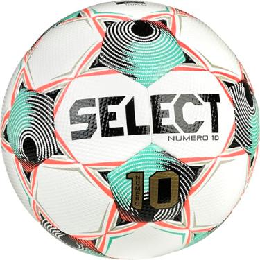 Imagem de SELECT Bola de futebol Numero 10, branca/azul-petróleo/coral V25, tamanho 5