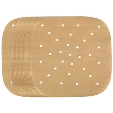 Imagem de Forros quadrados para fritadeira a ar, conjunto de 200, folhas de pergaminho de fritadeira de ar cru de 23,5 cm para fritadeiras a ar, cesta de cozimento a vapor e muito mais (5,5/6,5/7,5/8,5/24,1 cm