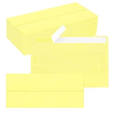 Imagem de Pacote com 100 envelopes empresariais #10, envelopes amarelos claros padrão autoselados para envio comercial seguro e jurídico, escritório, cheques, cartas, faturas, 10 x 23 cm