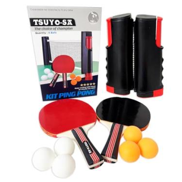 Imagem de Kit Ping Pong Profissional 6 Bolas Rede Retrátil 2 Raquetes