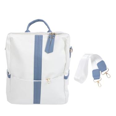 Imagem de Mochila, Grande Capacidade PU Couro Casual Casual Feminino Backpack Purse para Compras de Viagem de Trabalho (Azul)