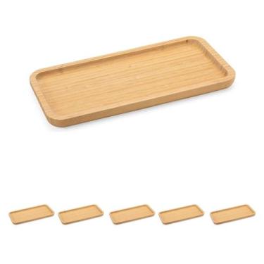Imagem de 5un PETISQUEIRA RETANGULAR BAMBU 37CM BANDEJA FRIOS - clink